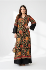 Woolen Embroidered Black Long Dress