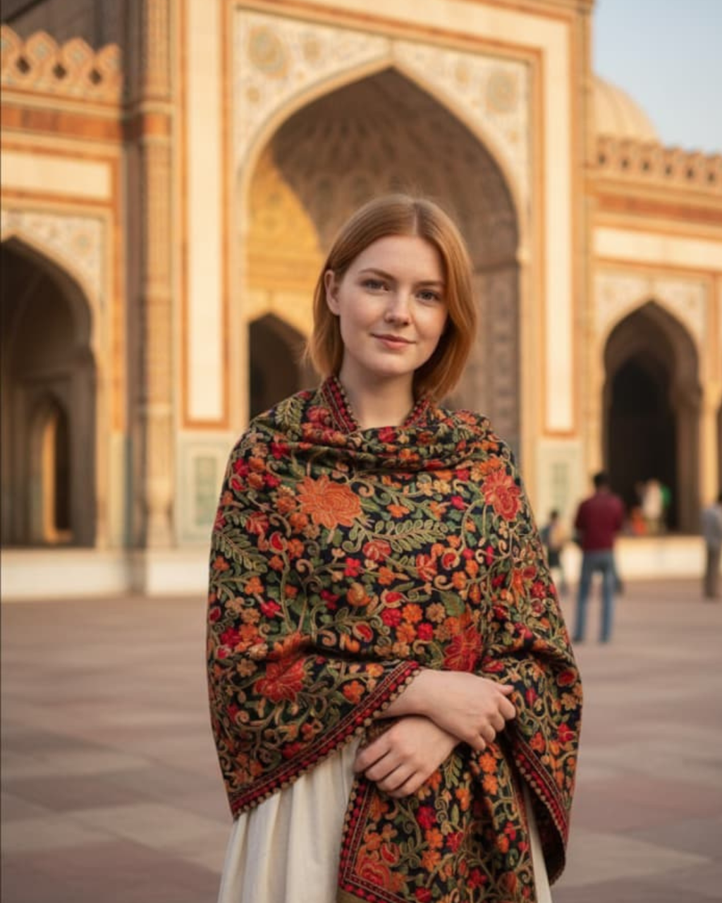 Orange Embroidered Shawl