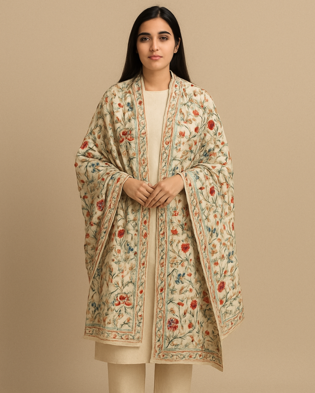 White Embroidered Shawl