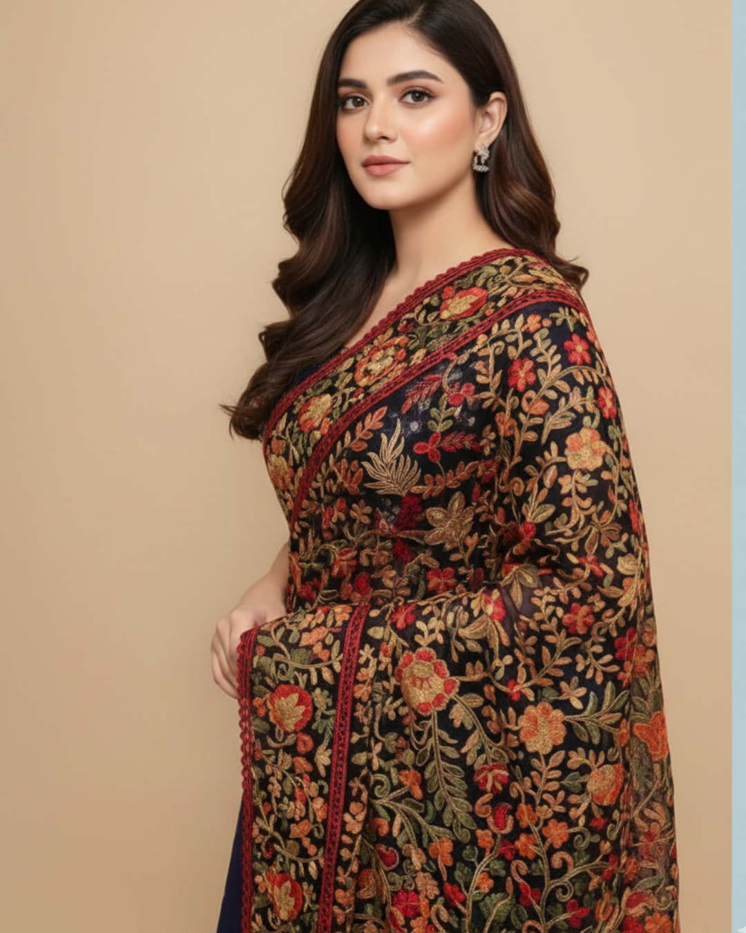 Orange Embroidered Shawl
