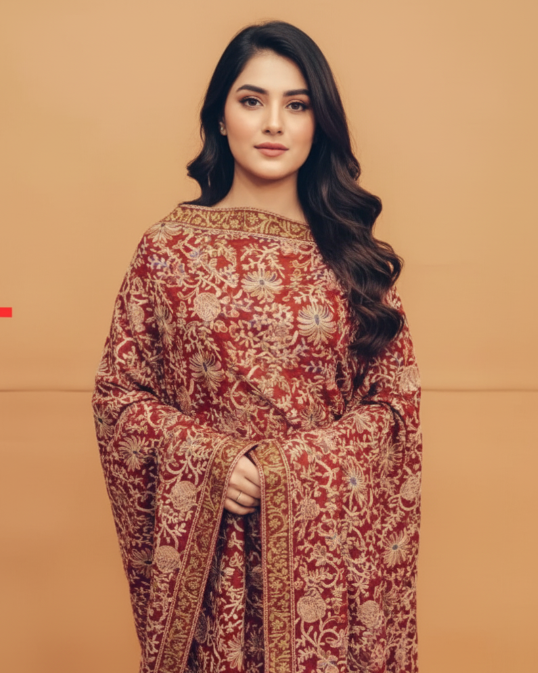 Maroon Embroidered Shawls
