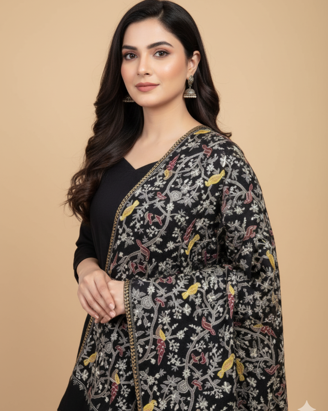 Black Embroidered Shawl