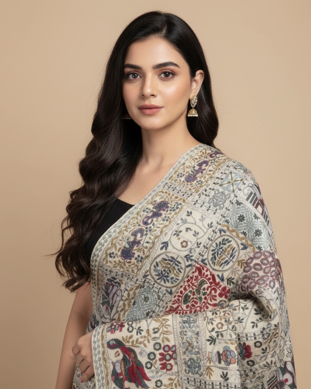 Grey Embroidered Shawl