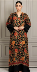 Woolen Embroidered Black Long Dress