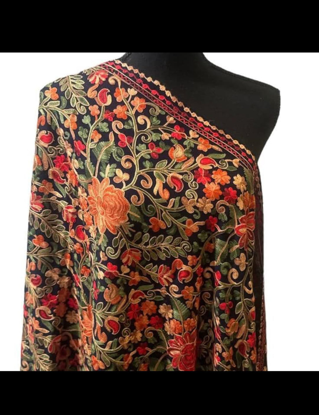 Orange Embroidered Shawl