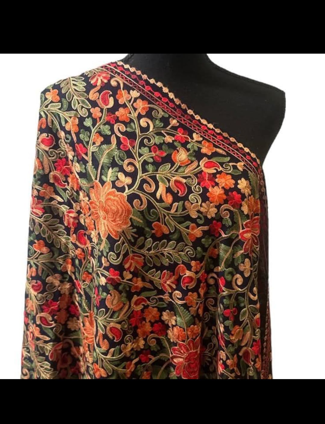 Orange Embroidered Shawl